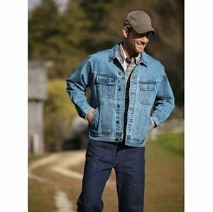 Wrangler Rugged Wear Trucker Jacket Classic Blue Denim Western RJK30VI Size XLT